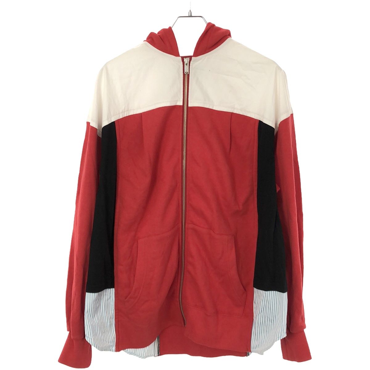 UNDERCOVER - UNDER COVER アンダーカバー 19SS ジップアップ切替パーカー UCW1814 レッド×マルチカラー 1 UNDER COVER アンダーカバー 19SS ジップアップ切替パーカー UCW1814