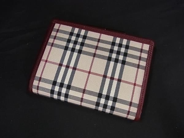 BURBERRY バーバリー ノバチェック レザー 二つ折り 財布 ウォレット 札入れ アイボリー系×ブラウン系 FU2100
