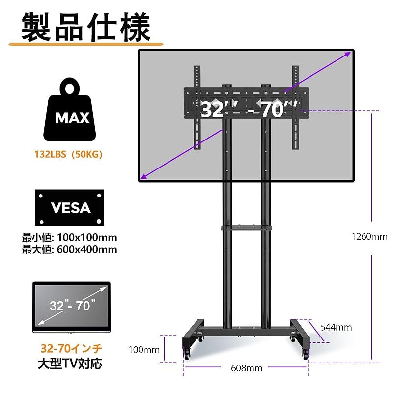 VESA最大 600*400mmまで対応