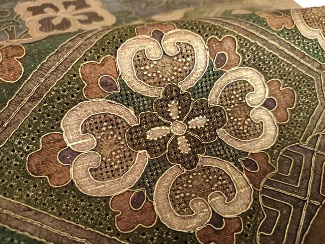 平和屋着物○西陣 中国三大刺繍 スワトウ刺繍 汕頭刺繍 総刺繍 太鼓柄