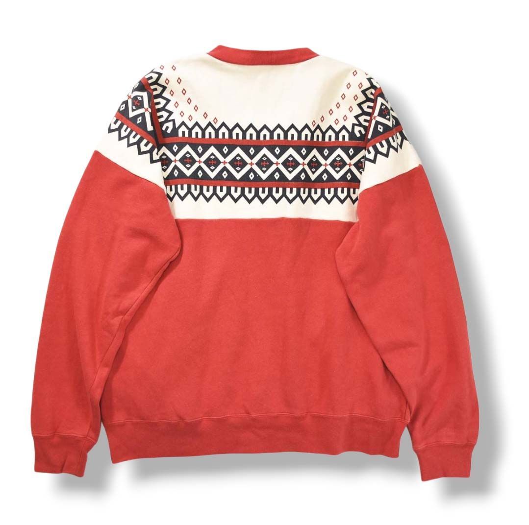 50s60s復刻 ラグフェア Ragfair 雪柄 ジップアップ スウェット ブルゾン ジャケット スノーパターン トップス ライトアウター アメカジ ストリート 裏起毛 L レッド メンズ KANDAIZUMI_COM