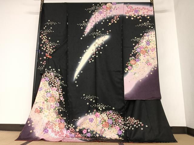 振袖フルセット豪華振袖　雪輪御所車花文　暈し染め　金彩　鈴乃屋扱い　正絹 r1679-f-1.jpg