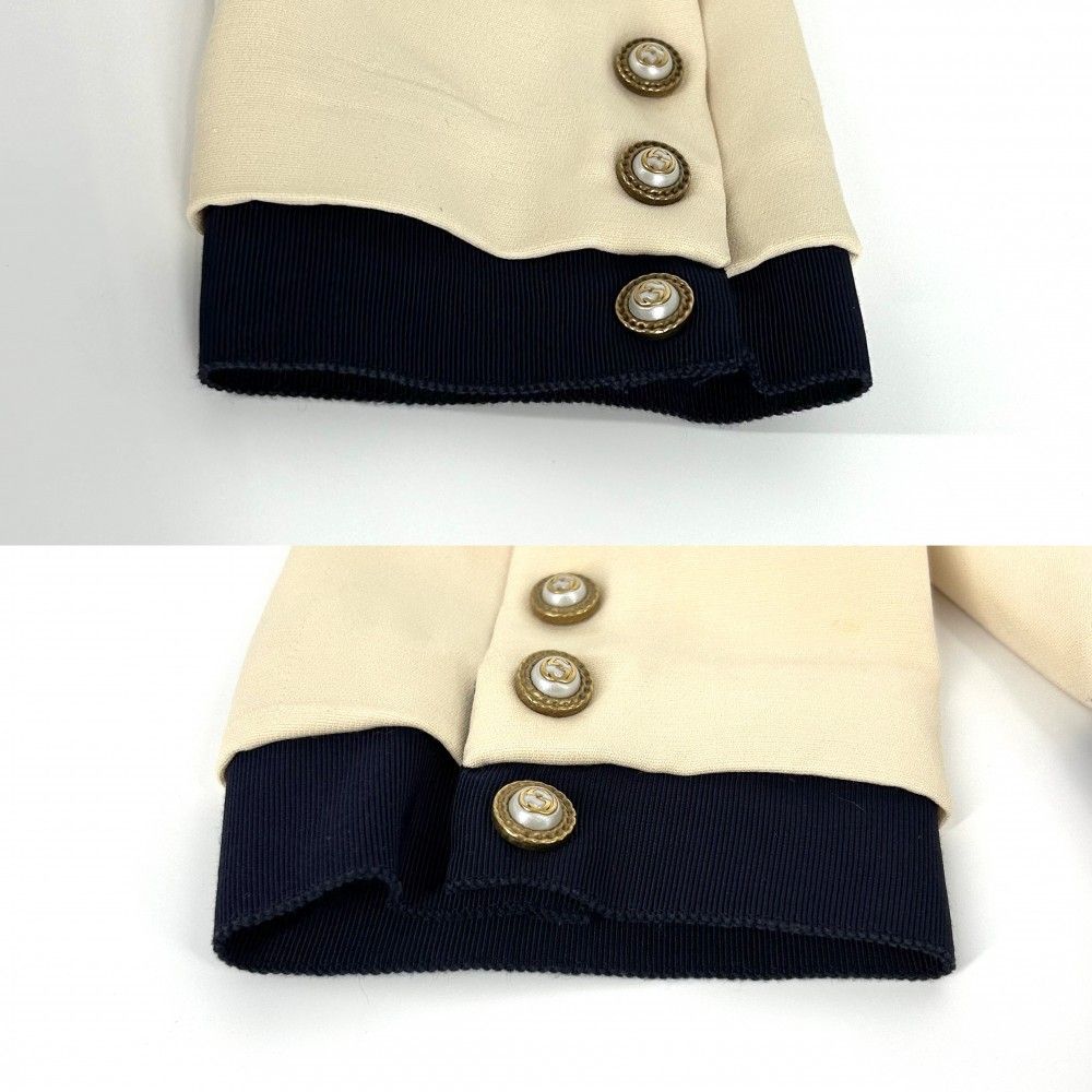 グッチ ワンピース レディース ウェブベルト GGボタン フ アパレル 服 GUCCI 42 448541 ベージュ ウール シルク 品