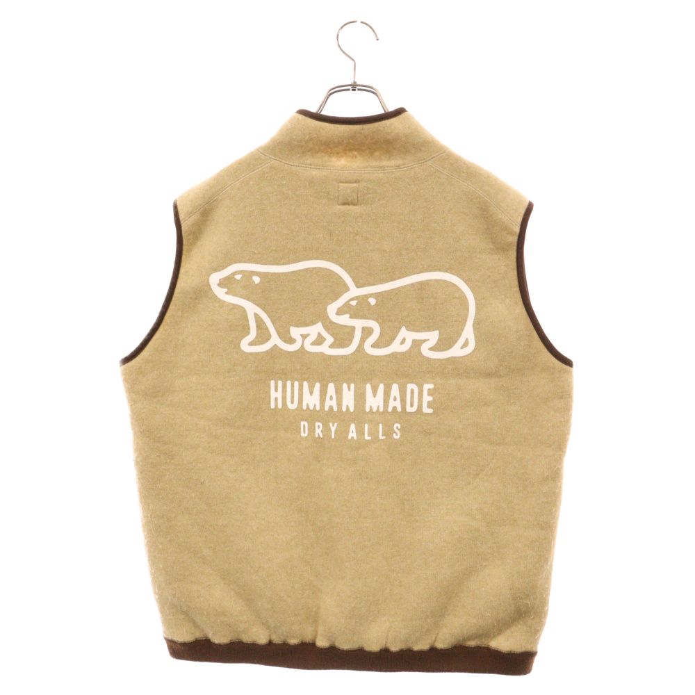 HUMAN MADE フリースベスト ベージュ HUMAN MADE (ヒューマンメイド) バックロゴ 裏地ボア フリース