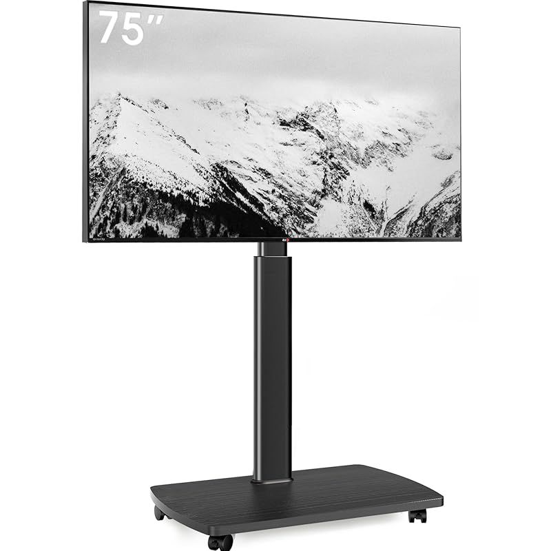 在庫 AOKCOS テレビスタンド 壁寄せテレビスタンド 移動式 テレビ台 43-75インチ対応 キャスター付き 高さ調整 首振り可 チルト 木製ベース ブラック FTC1607AWB-JP 1