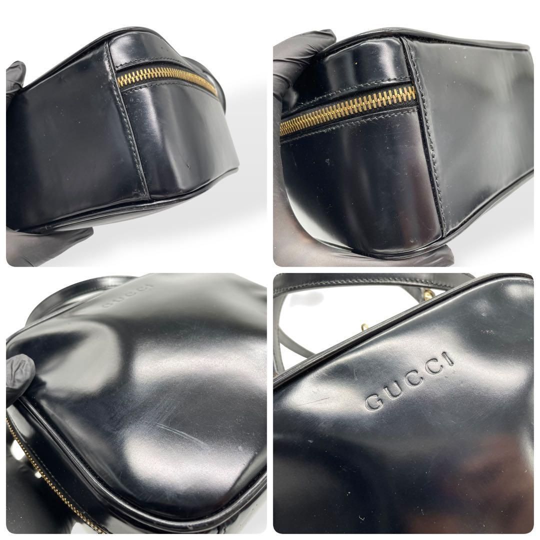 GUCCI オールドグッチ 2way ハンドバッグ パテントレザー バンブー GUCCI オールドグッチ 2way ハンドバッグ パテントレザー