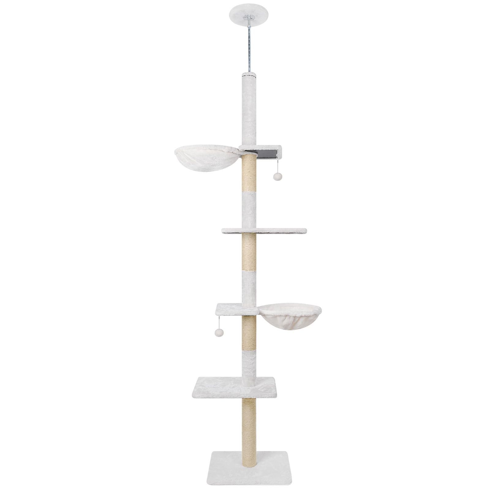 新着商品 ROYPET キャットタワー 猫ツリー 爪とぎ 麻縄巻き 229～267CM高さ 突っ張り 木登り 省スペース ハンモック おもちゃつきベージュ