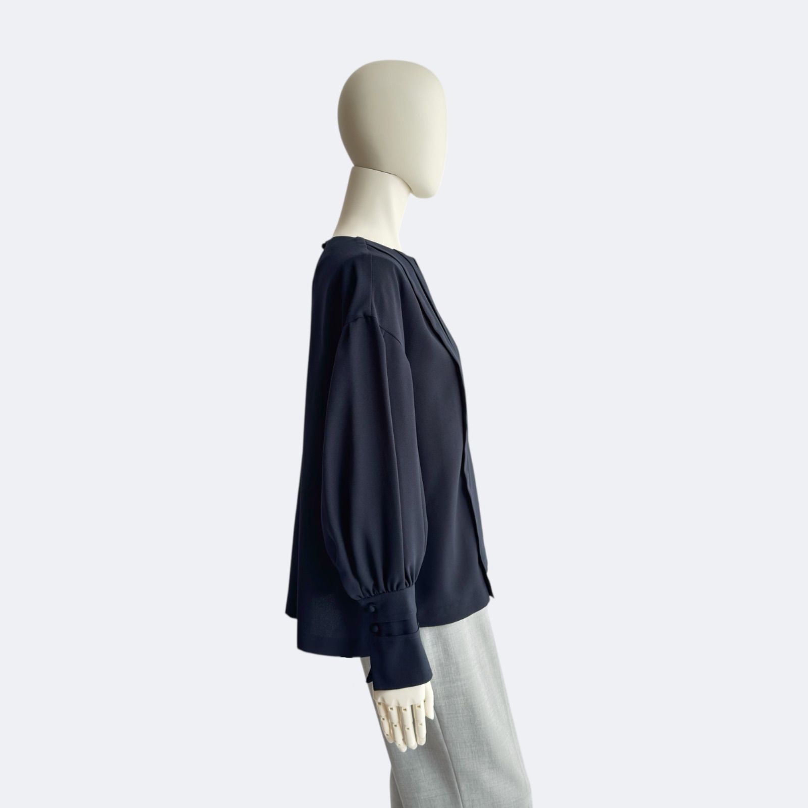 ADORE アドーア ブラウス ネイビー レディース シャツ 長袖 紺色 タック ADORE アドーア ブラウス ネイビー レディース シャツ 長袖 紺色