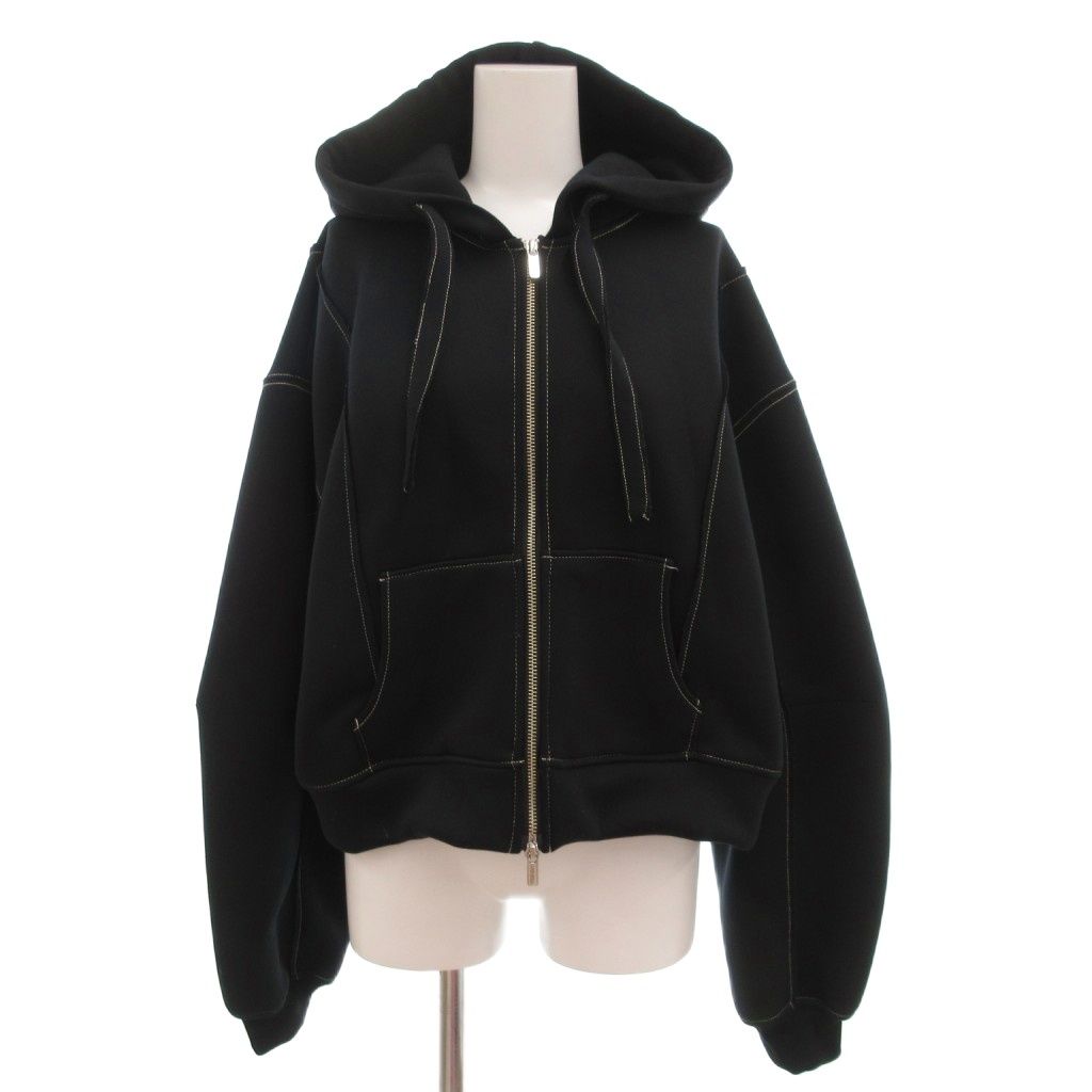 メゾンスペシャル MAISON SPECIAL カラーステッチダンボールフーディ パーカ ジップアップ 長袖 F 黒 ブラック 21251415701 |AE