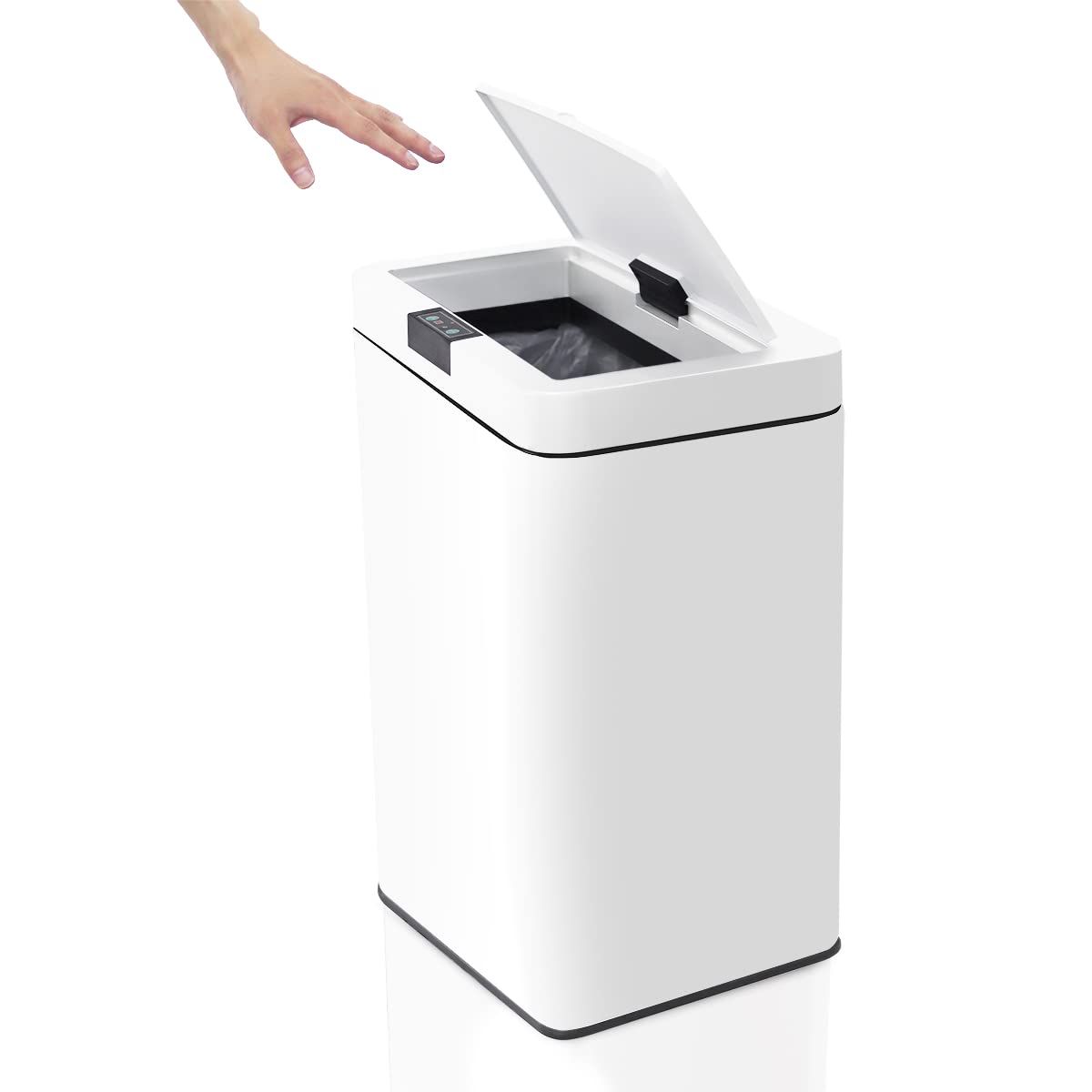 生ゴミ キッチン ステンレス ステンレス 電池式 スクエアホワイト おしゃれ スリム 自動開閉ゴミ箱 大容量 自動ゴミ箱 センサー 自動開閉 48L 45L 自動 ゴミ箱 WEIMALL