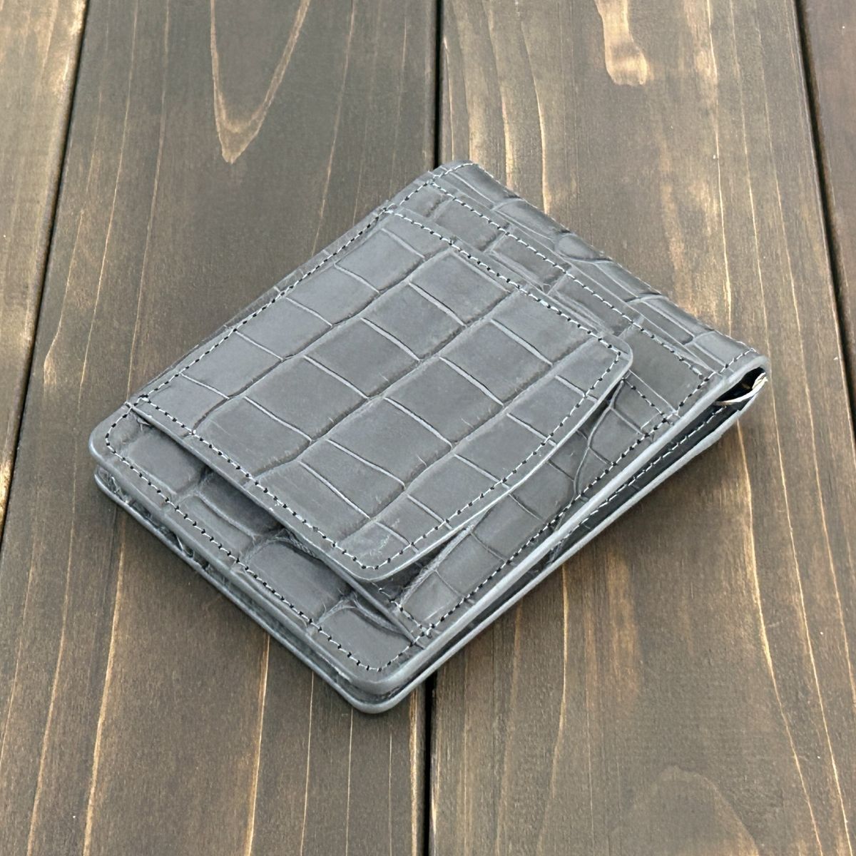 クロコダイル 無双 マネークリップ チャコールグレー