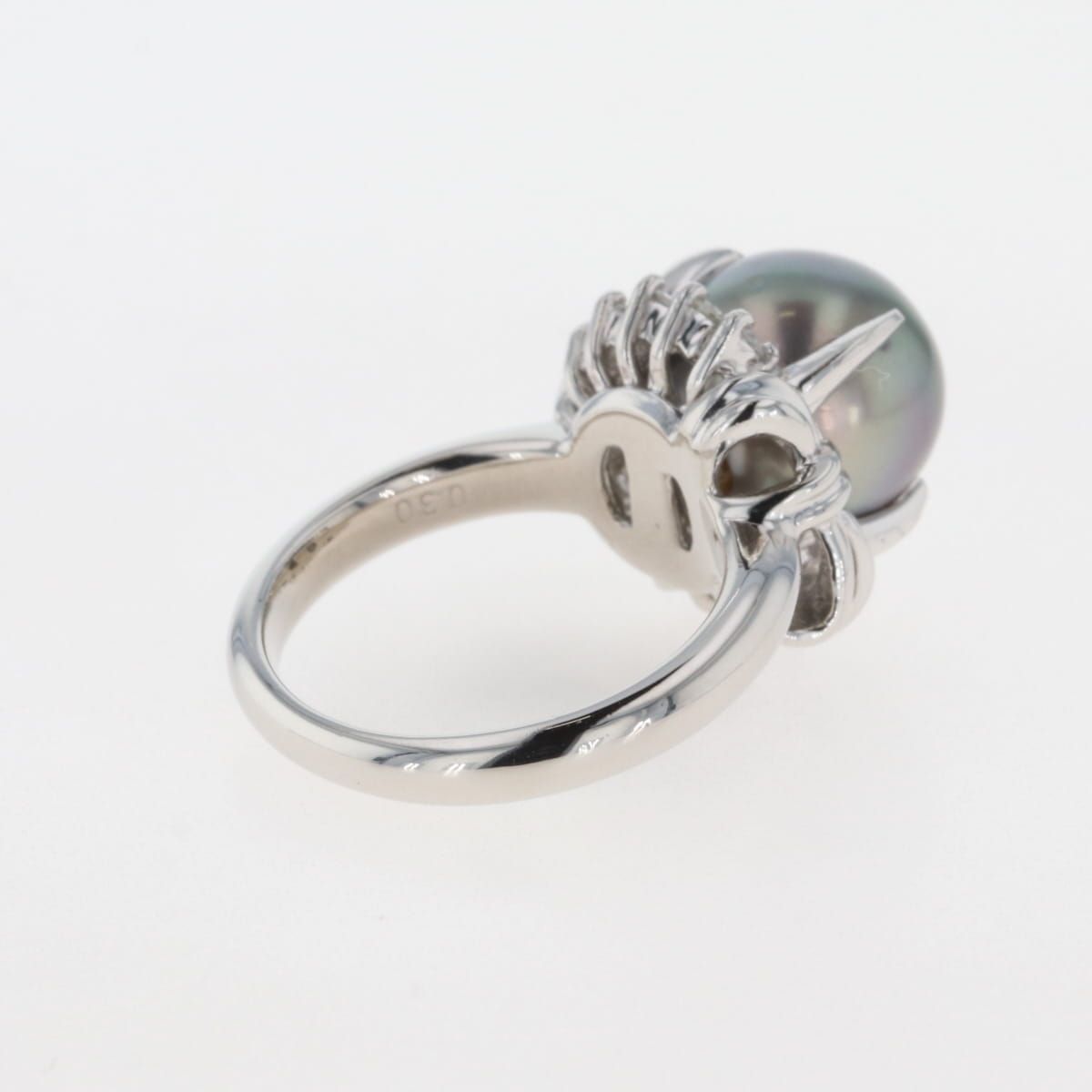 パール デザインリング プラチナ 指輪 真珠 メレダイヤ リング 11号 Pt900 パール ダイヤモンド レディース 【中古】