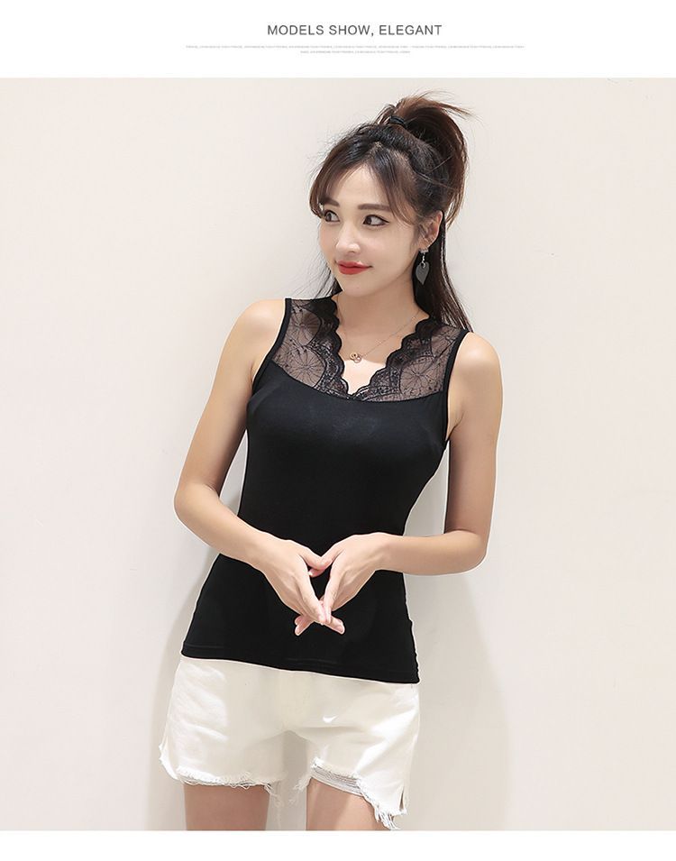 メルカリshops 新品送料無料見せインナー肩レース キャミソール インナーベスト伸縮性 レイヤード