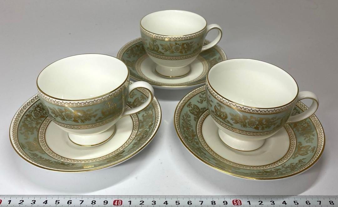 ウェッジウッド コロンビアセージグリーン コーヒーカップ 3客東金6-0310⑤