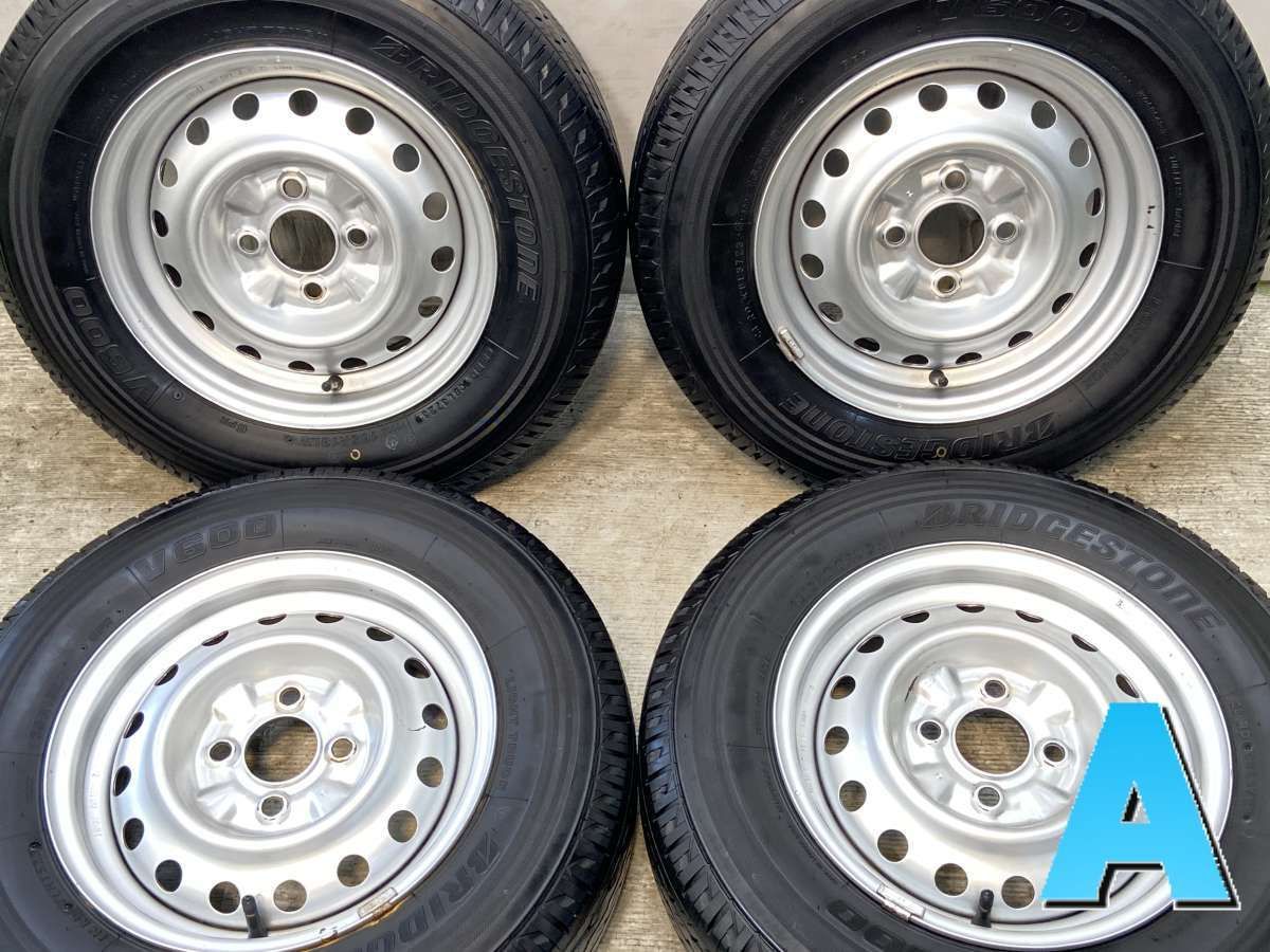 165R13 6PR ブリヂストン V600 日産純正 13x5.0 100-4穴 タイヤ サマータイヤ ホイールセット 4本セット s13250527019