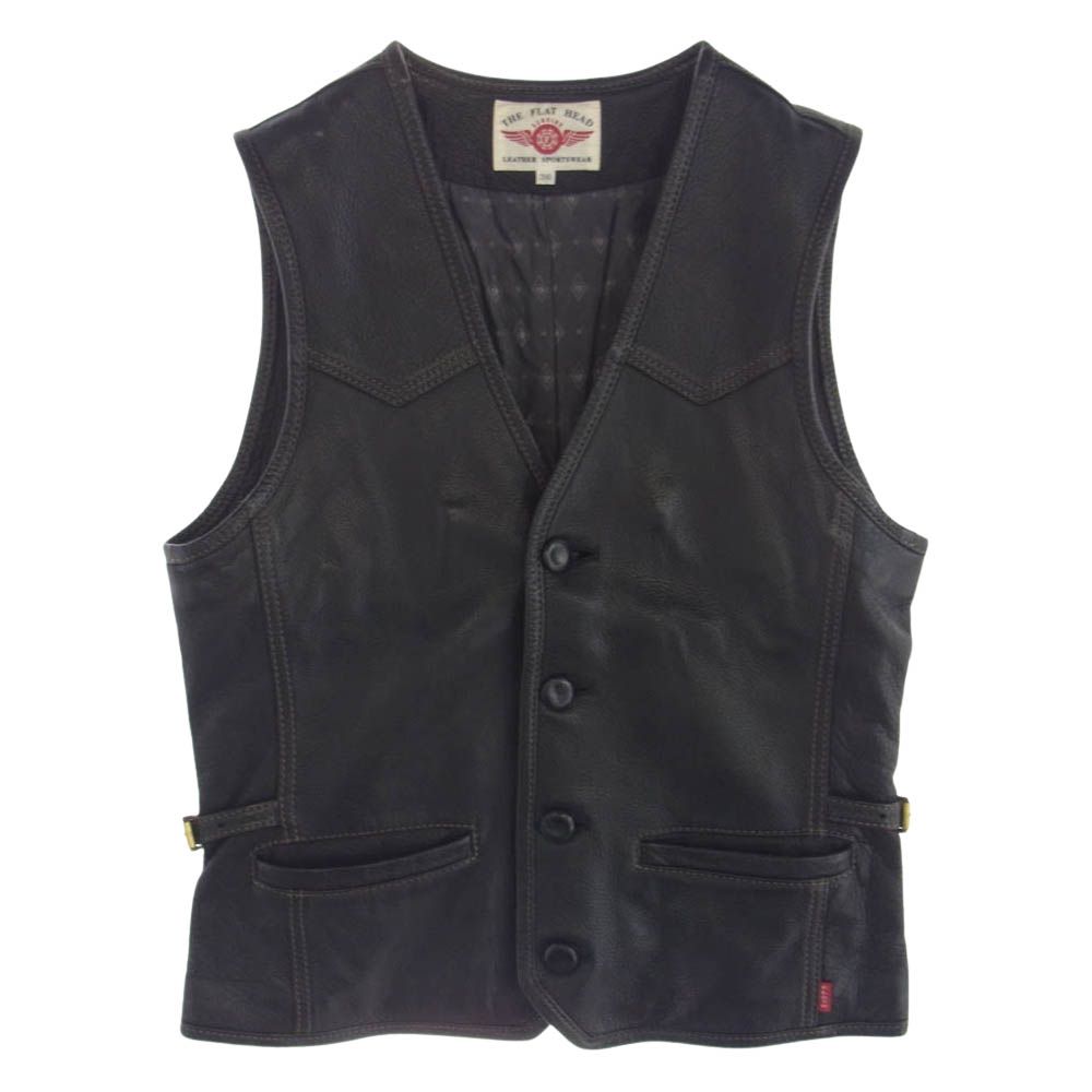 THE FLAT HEAD ザフラットヘッド ディアスキン レザー ベスト ブラック