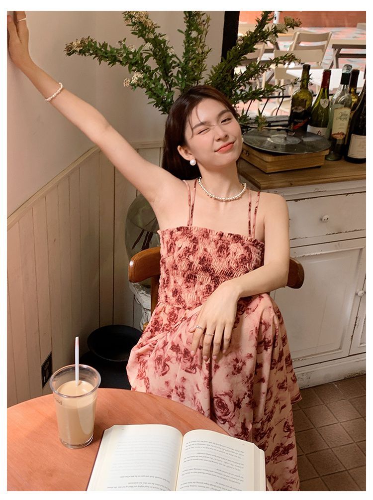 スタイル ロマンチック キャミワンピ 花柄ワンピース シフォンスカート