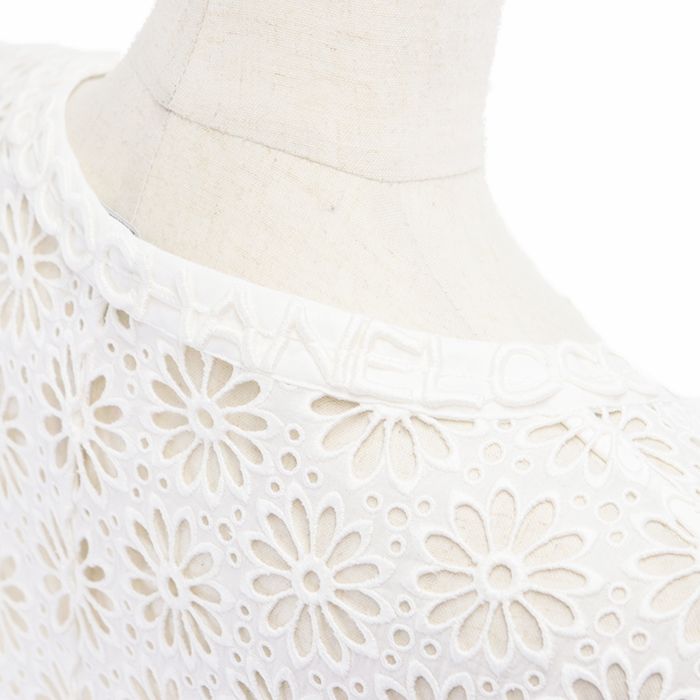 未使用】シャネル フローラル 花柄 カットワーク シアー ノーカラー  