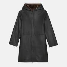 近年 Theory セオリー フード付き リバーシブル 羊革 ムートン コートS