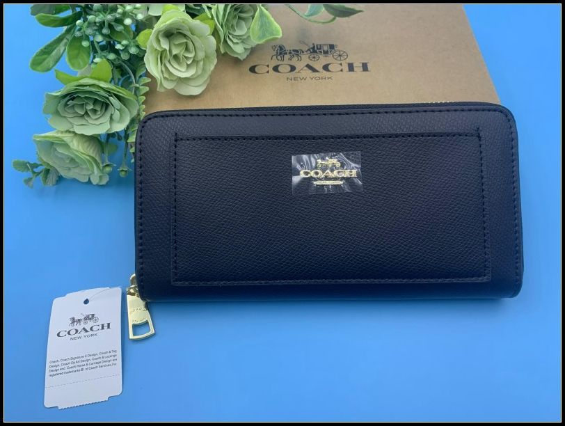 COACH 長財布 コーチ 財布 ラグジュアリー クロスグレーン レザー  ブラック 黒 アコーディオン アラウンドプレゼント ロング ジップ 送料無料  新品 未使用 ファッション F52648 A321Z-X1