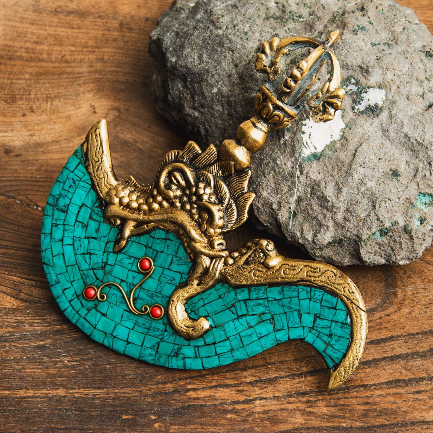 高品質 ターコイズ装飾 チベット仏教法具 - カルタリ カルティカ 曲刀 宗教用品 チベット 仏教 ネパール 厄