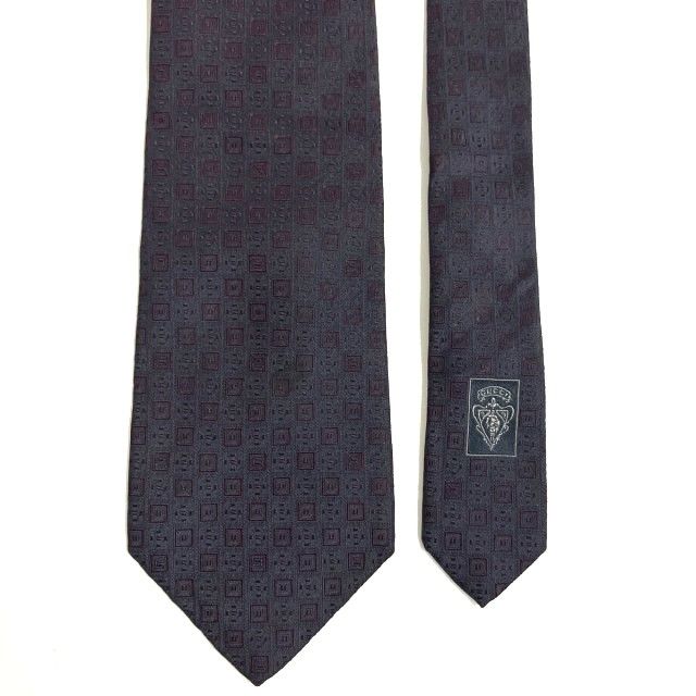 美品 GUCCI ネクタイ シルク 100% オレンジ 総柄 GUCCI (グッチ) シルク100％ ダミエジャガード 総柄 ネクタイ