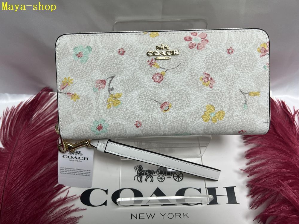 コーチ COACH 長財布 財布  ラウンドファスナー シグネチャー フローラル 花柄 ストラップ レザー 財布 レディース 長財布 プレゼント 新年お祝い 贈り物 クリスマス  吉日 ギフト新品未使用 A101 C8695 11