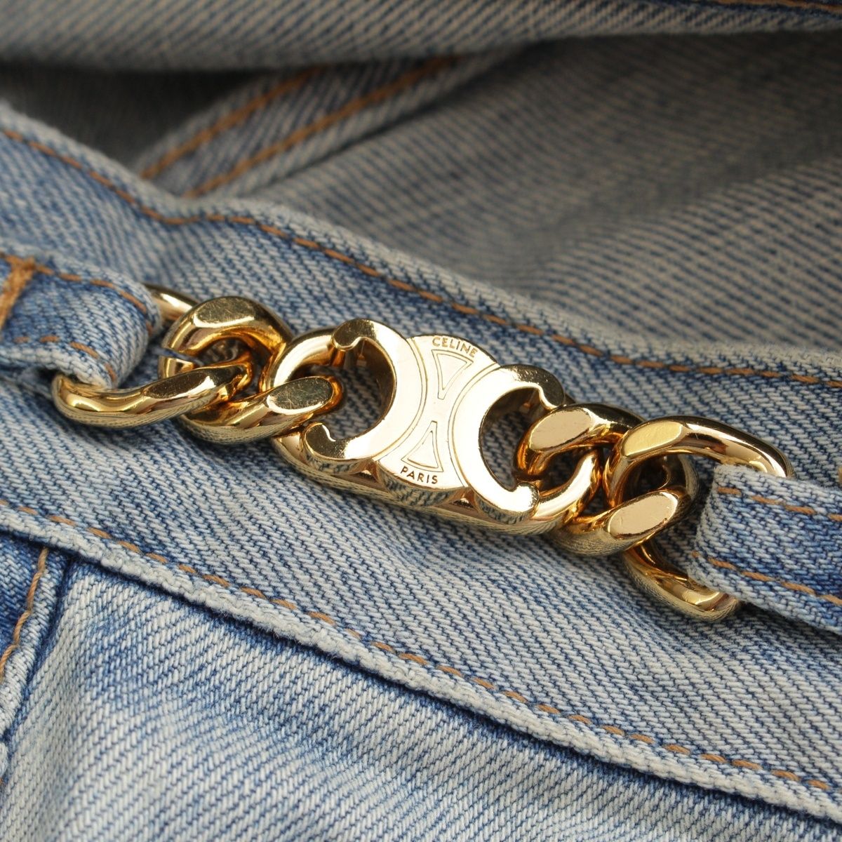 セリーヌ コットン トリオンフ ダメージ加工 フレア デニムパンツ