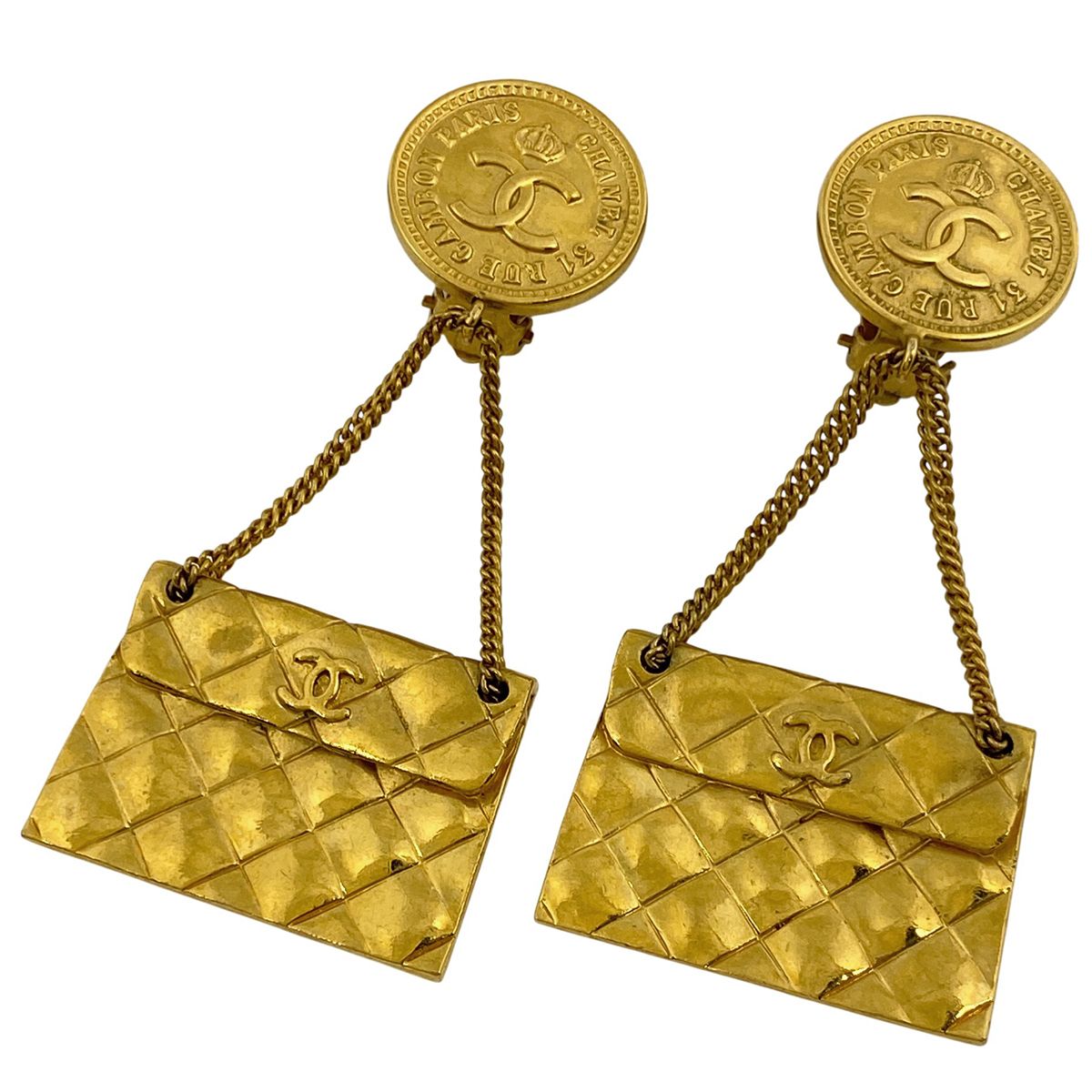 シャネル CHANEL ココマーク マトラッセ モチーフ イヤリング スイング CC イヤリング GP ゴールド レディース