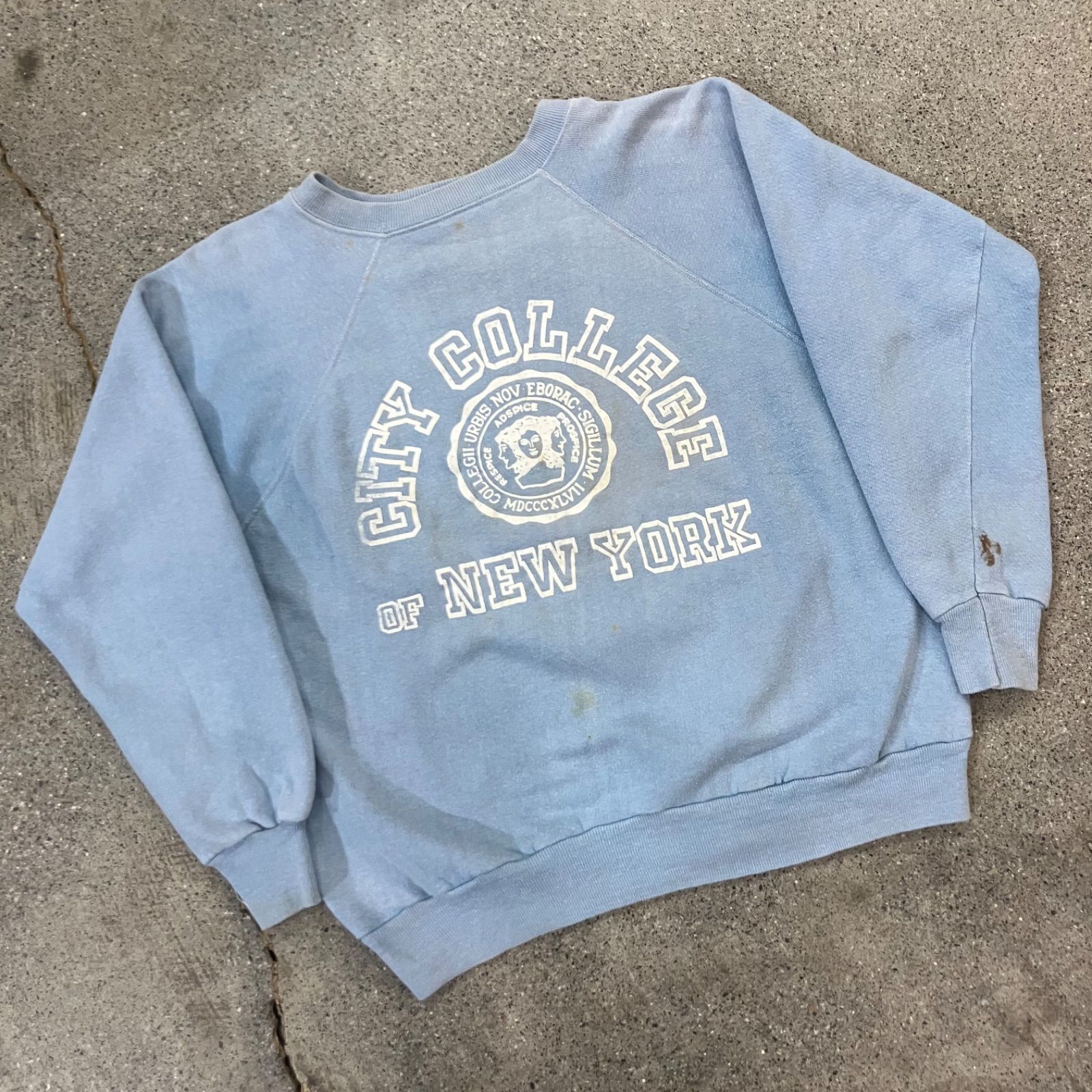 SPORTSWEAR】60〜70s Flock Print Sweat Large 
