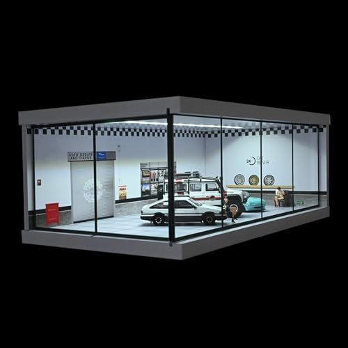 1/43・乱張り＆モザイクタイル・ディスプレーBOX / 照明付ネオジオラマ ミニカー専用ジオラマ 1/64 ショールームⅤ（光沢カーボン