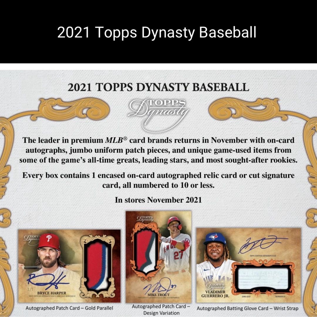 新品 未開封】2021 TOPPS DYNASTY BASEBALL 1Box ① - メルカリ