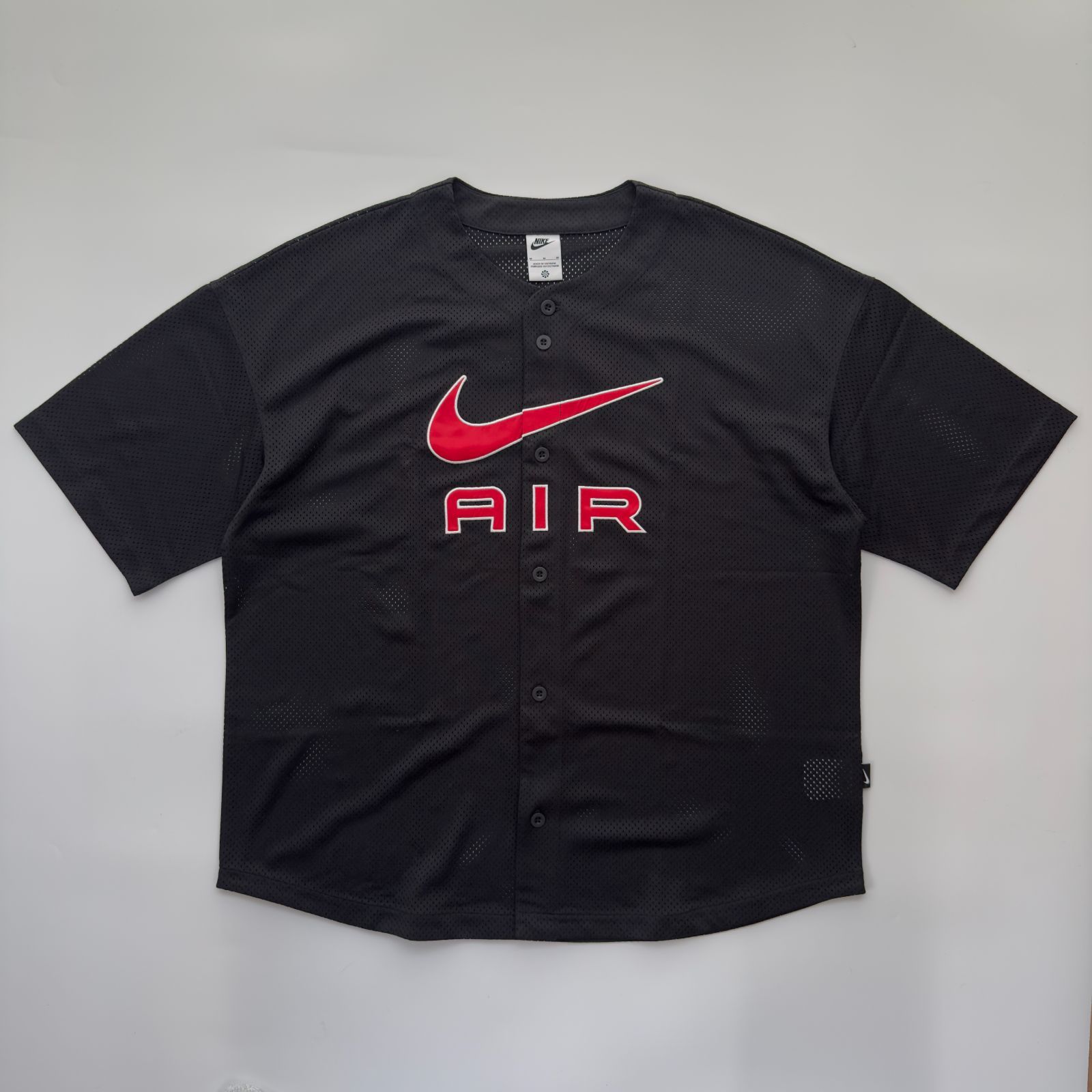♥品 NIKE ナイキ AIR ロゴ メッシュ ベースボールシャツ サイズM 古着