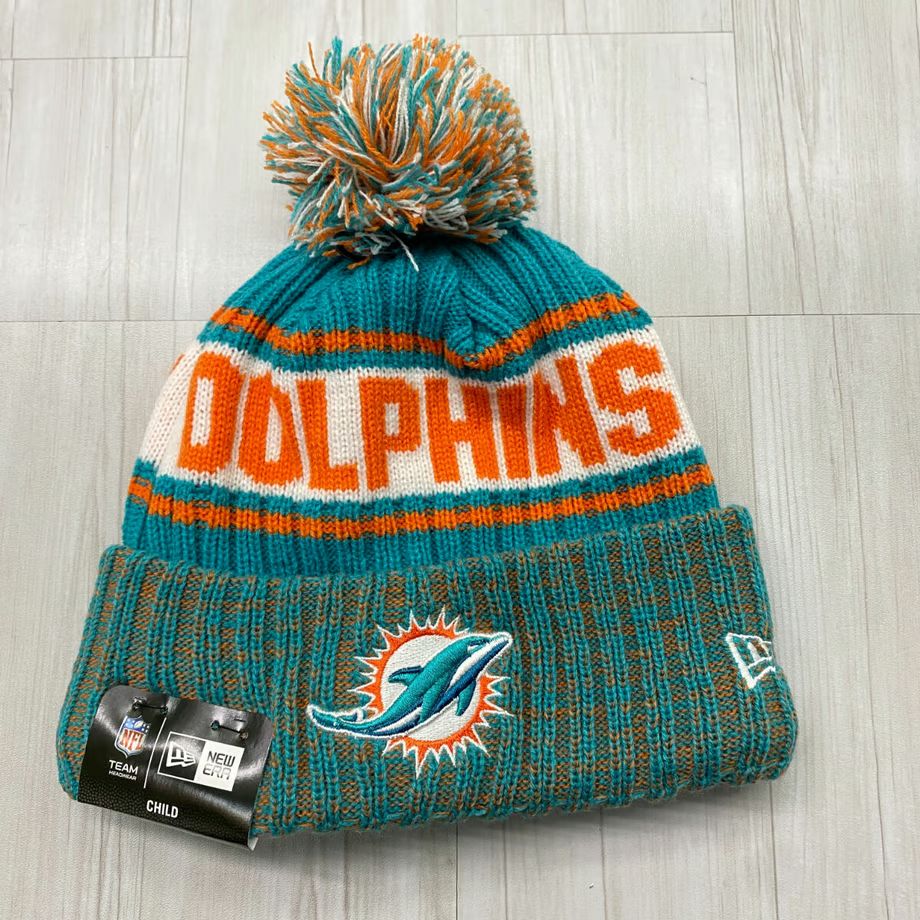 NEWERA USA ニューエラ NFL マイアミ ドルフィンズ Dolphins 公式 ポンポン付き ニット帽