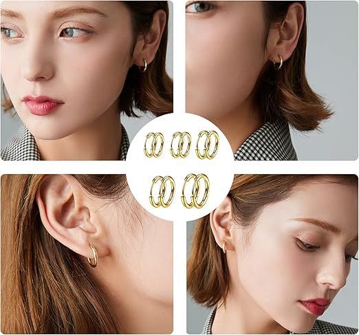 【在庫処分】[Doyime] フープピアス【5ペア】 メンズ レディース ピアス 両耳用 リングピアス 金属アレルギー対応 人気 エレガント アクセサリー サージカルステンレス 男女兼用 ゴールド （