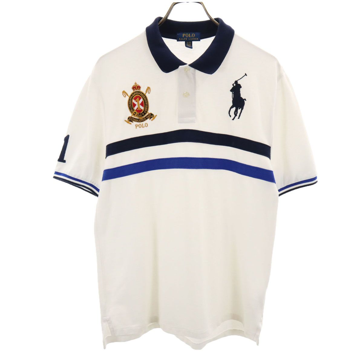 【希少】ポロラルフローレン ポロシャツ 刺繍 ビッグポニー マイアミ ホワイト POLO RALPH LAUREN ポロラルフローレン ビッグポニー刺繍 半袖