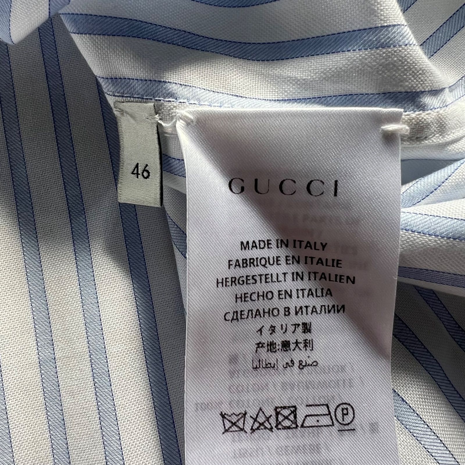 【タグ付きレア商品】GUCCI　グッチ　クラシックストライプシャツ　メンズ　46サイズ