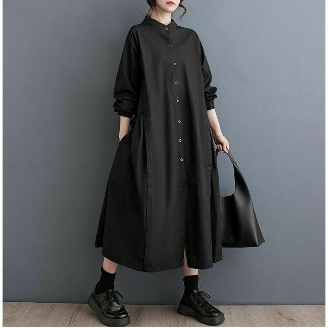 モード系　レディース ロング　大きいサイズ　ワンピース　春夏 秋 新品 長袖　無地