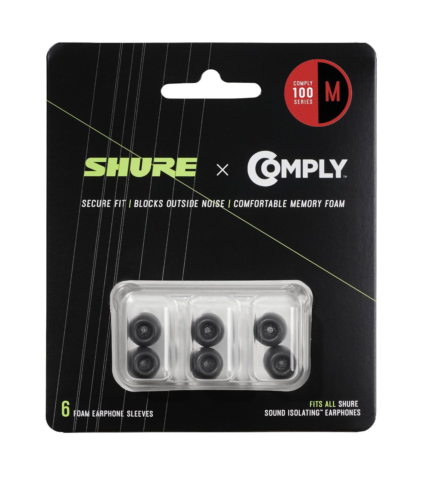 Shure シュア Comply製交換用ソフトフォームイヤパッド Mサイズ 3組入り EACYF1-6M SE AONIC 高遮音性イヤホン用 【国内正規品】