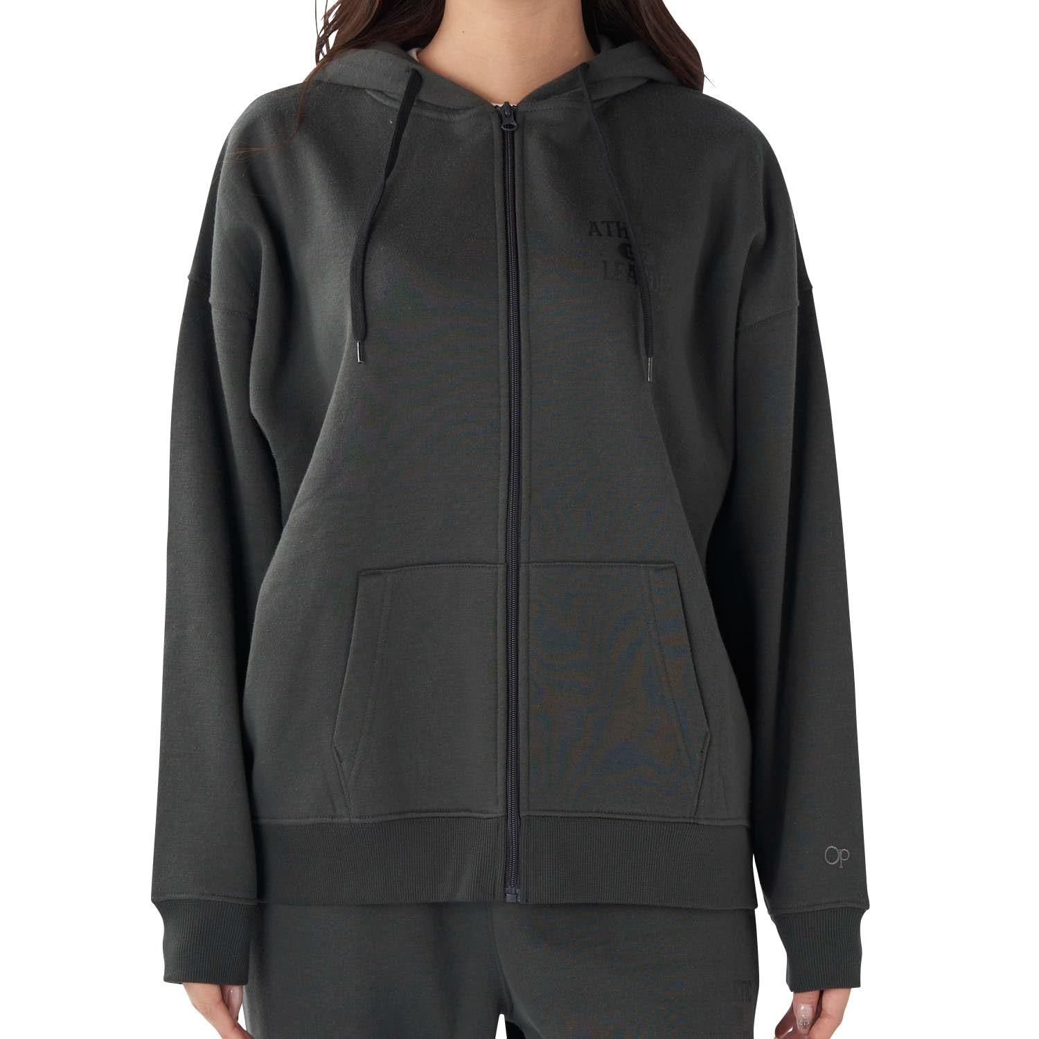 Size XL_Color チャコールグレー オーシャンパシフィック フルジップパーカー フロントロゴ 裏起毛 554012 レディース チャコールグレー