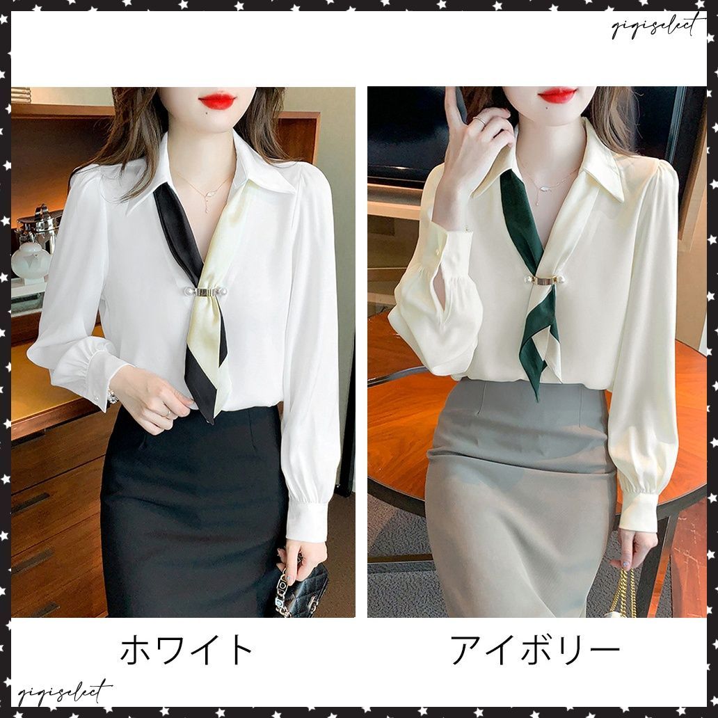 ボウタイブラウス長袖ネクタイ付きブラウス miniministore ブラウス シャツ ボウタイブラウス長袖ネクタイ