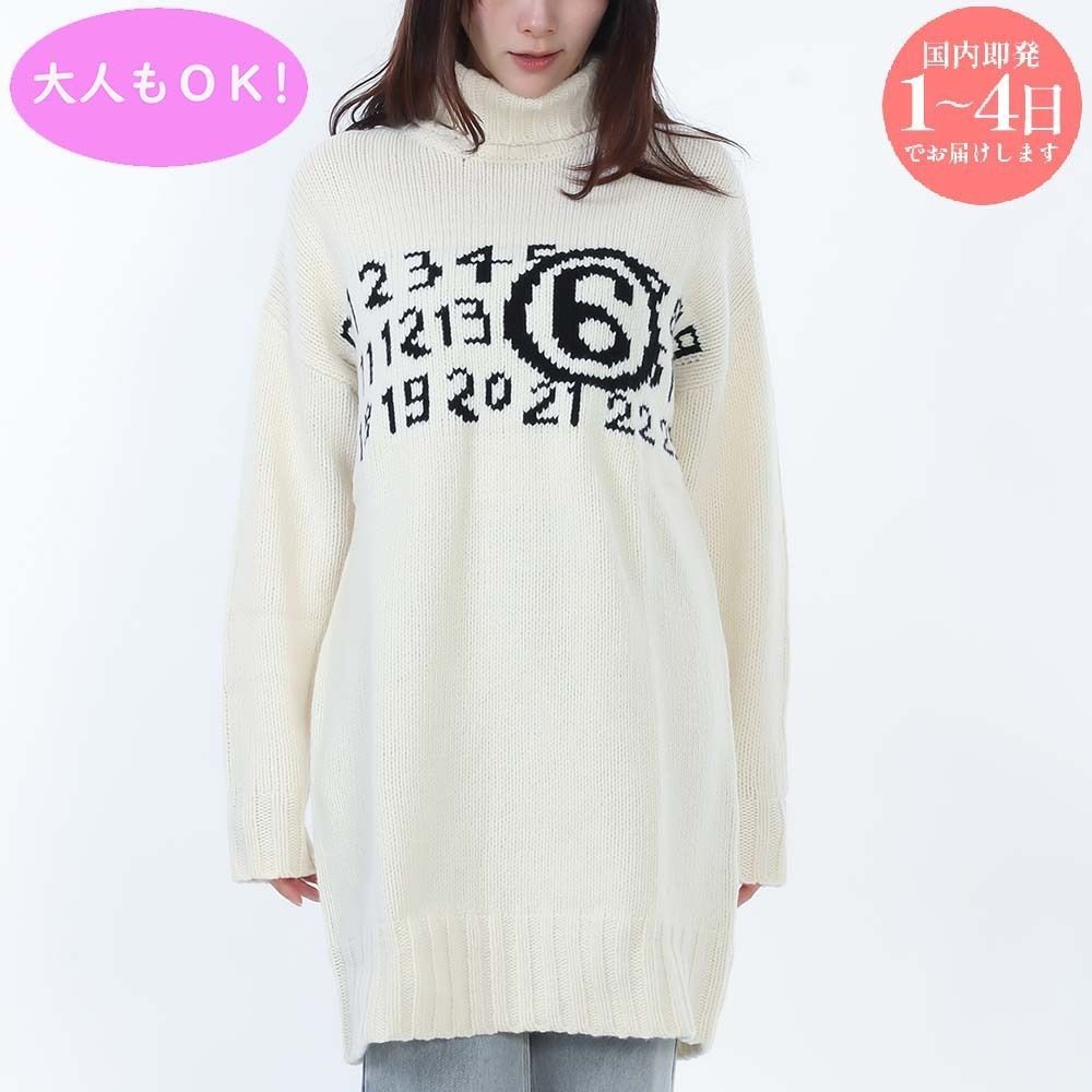 新品　MM6 Maison Margiela KIDS エムエムシックス メゾンマルジェラ キッズ M60848 MM06M M6101 ウール混紡 ホワイト セーター /ニットワンピース 大人もOK！