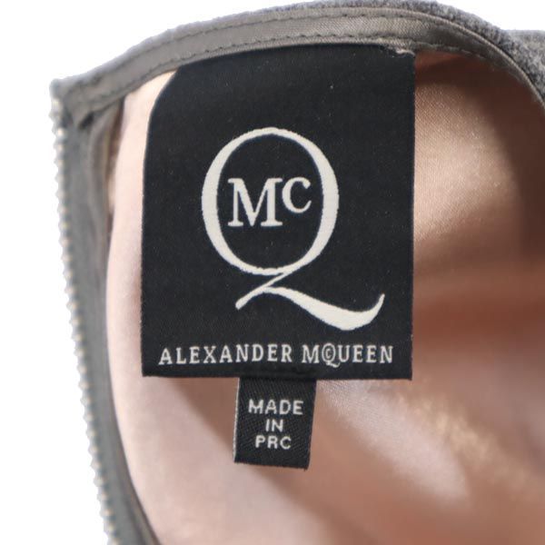 アレキサンダーマックイーン ウールブレンド ノースリーブ ワンピース 38 グレー Alexander McQueen バックジップ レディース  【中古】 【230929】