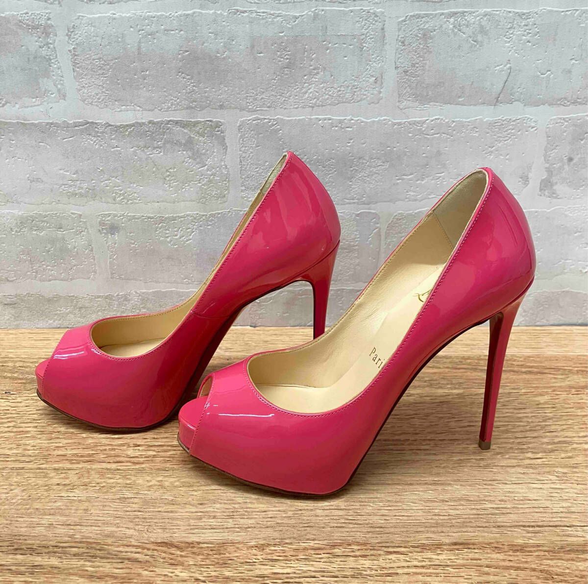 18☆【Christian Louboutin】New Very Prive 120 オープントゥ 