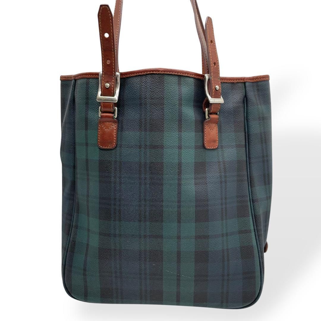 美品　RalphLauren タータンチェック柄 トートバッグ A4 グリーン 美品 RalphLauren タータンチェック柄 トートバッグ A4 グリーン