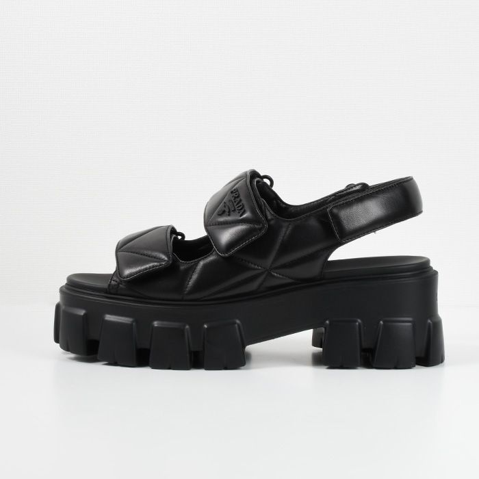 PRADA ブラック レザー サンダル Prada レザー サンダル | ブラック | FARFETCH JP