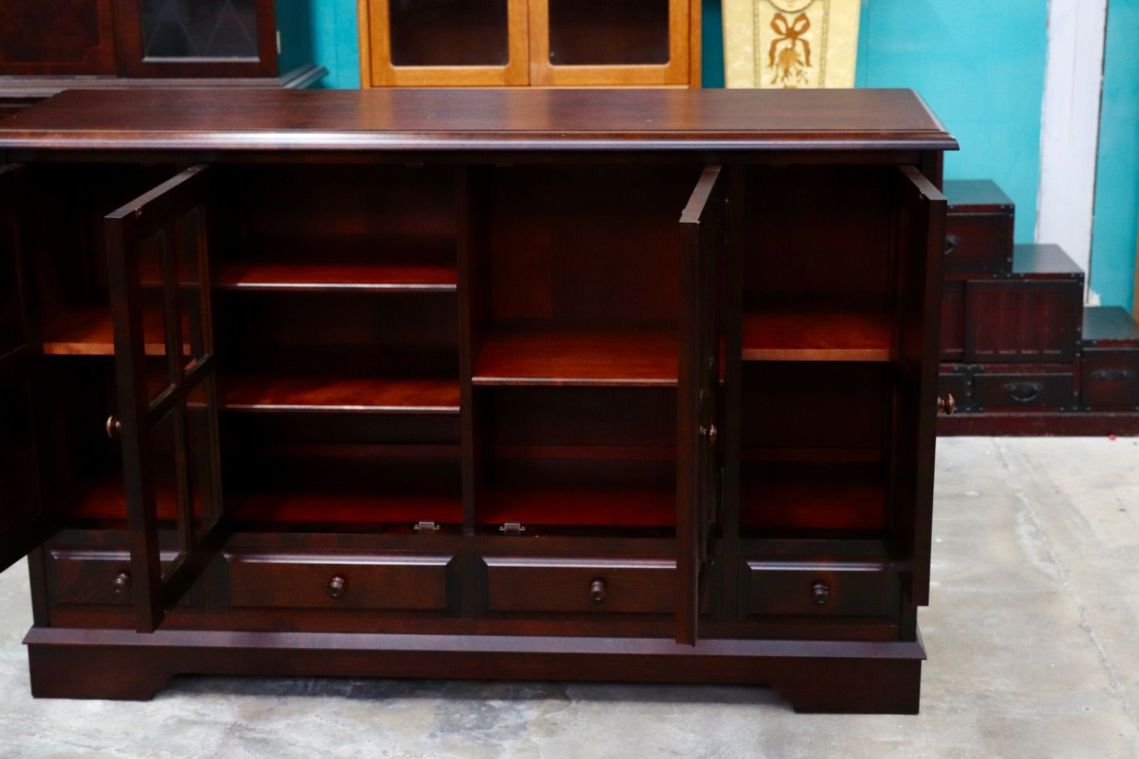 GMIS285 北海道民芸家具 樺材 サイドボード リビングボード 収納家具 飛騨産業 和家具 和モダン レトロ MARWIL-DEMENAGEMENTS_CH