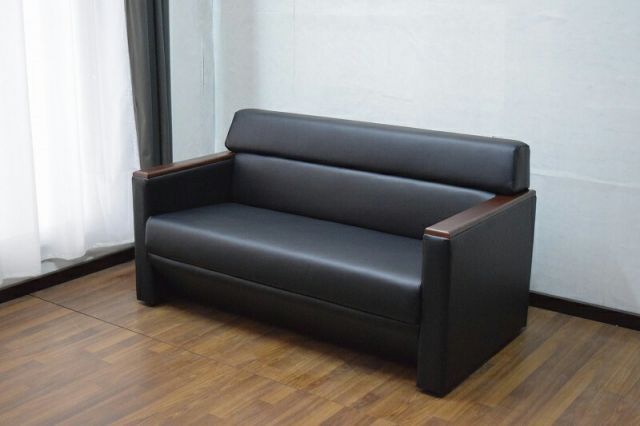 送料無料 応接ソファ 1点 2人用 応接ソファ1点 ブラック グレー 布 2人掛け×1台 S-3291 1P おしゃれ コンパクト ソファ 待合室 オフィス 会社 ロビー ラウンジ