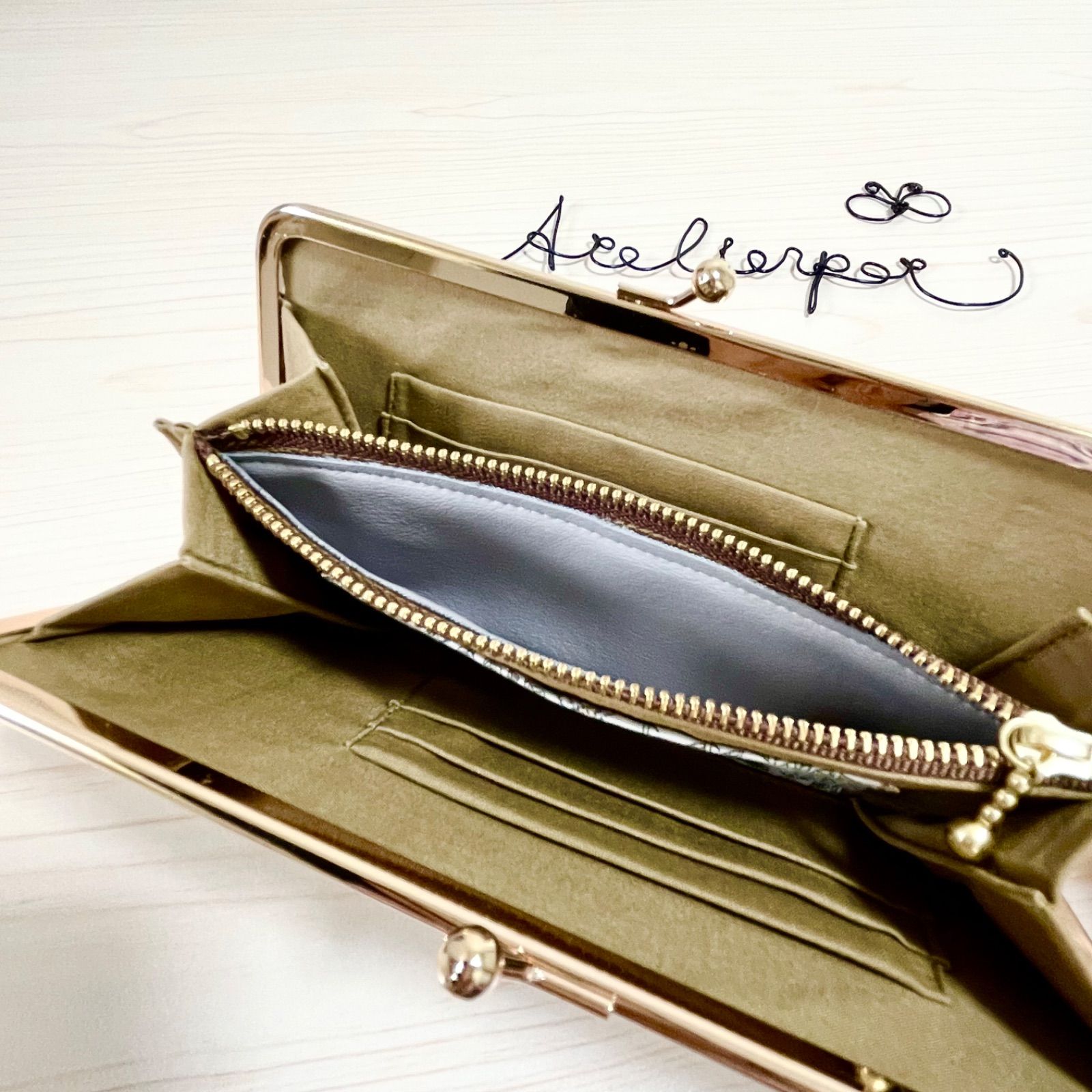 ☆ミナペルホネン☆skip pink beigeのがま口財布☆持手付 SALE