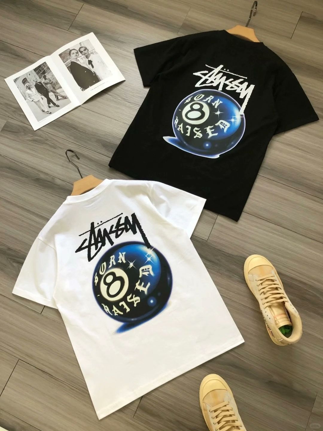 STUSSY ボーンアンドレイズド コラボ 8ボール Tシャツ STÜSSY & BORN X RAISED 8 BALL TEE SIZE S *INHAND READY TO